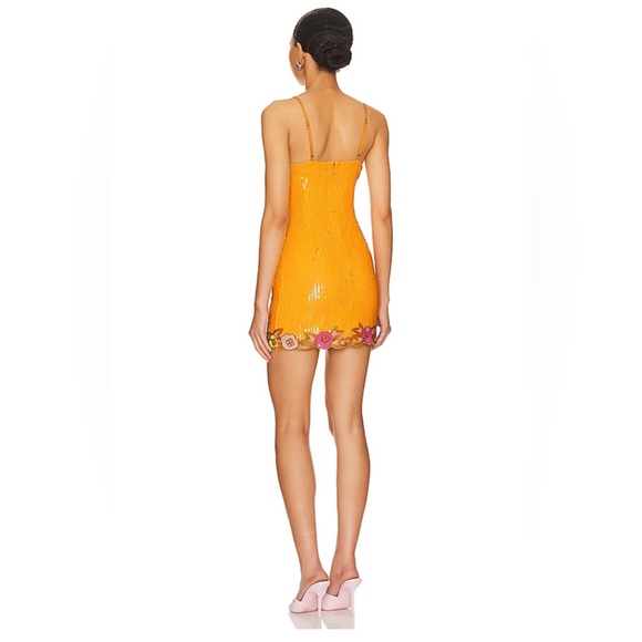 Cal Embellished Mini Dress in Sherbert Orange - Picture 4 of 5